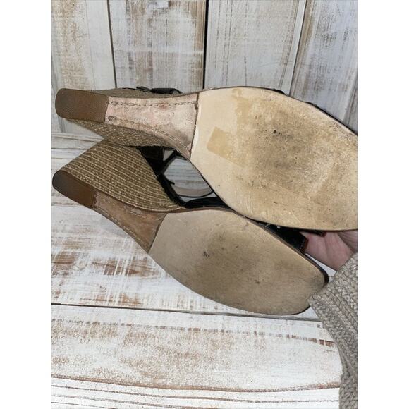 Prada Black Patent Leather Strappy Wedge Sandals Women's Shoe Size 40 3.5 Heel - Picture 5 of 5